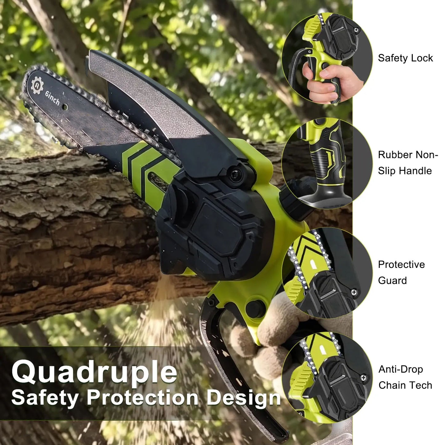 Brushless Mini Chainsaw - Cordless Electric Saw for Wood Cutting