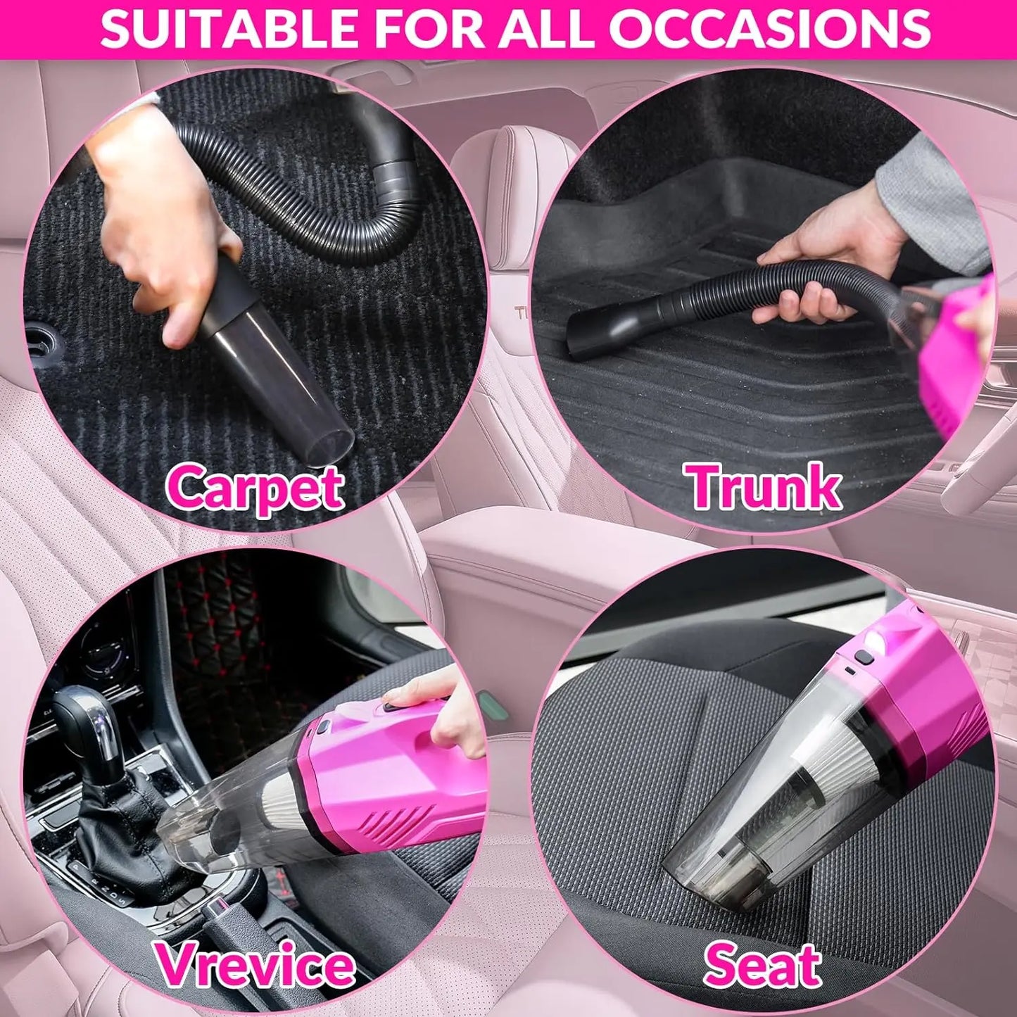 Thinklearn Car Detailing Kit with 8000Pa High Power Vacuum Cleaner, 7 Detailing Brushes, Microfiber Towels, and Storage Bag for Interior Car Cleaning, Interior Detailing Set, Detailing Products