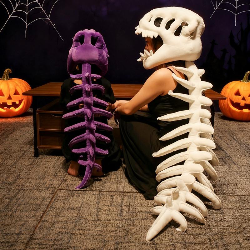 Dinosaur Skeleton Headgear Pillow, 4 Color Options Available, Unisex Cushion, Perfect for Halloween Party Cosplay and Sofa Lounging