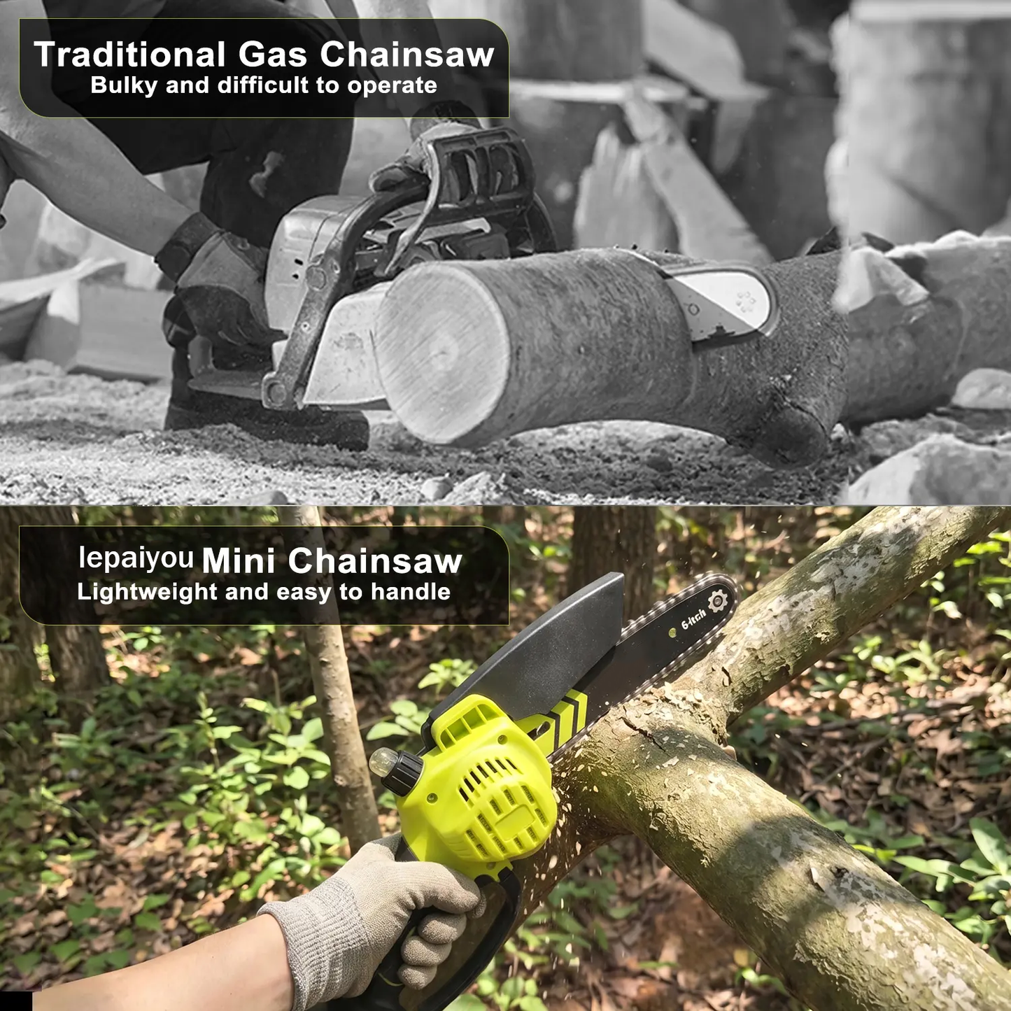 Brushless Mini Chainsaw - Cordless Electric Saw for Wood Cutting