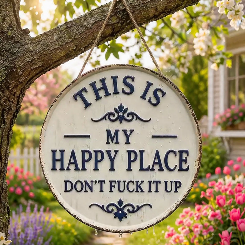 “This Is My Happy Place” Vintage Door Sign