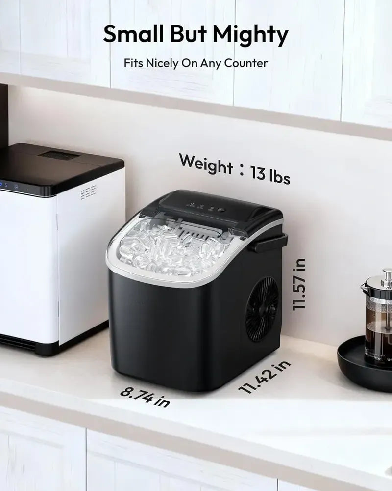 Lce Maker Countertop with Handle, 26lbs in 24Hrs, 9 Ice Cubes Ready in 6 Mins, Auto-Cleaning Portable Ice Maker with Basket and Scoop, for Home/Kitchen/Camping/RV. (2026 New Silver) Utensils