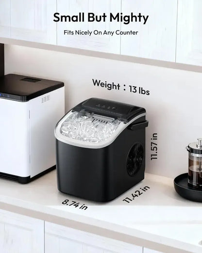 Lce Maker Countertop with Handle, 26lbs in 24Hrs, 9 Ice Cubes Ready in 6 Mins, Auto-Cleaning Portable Ice Maker with Basket and Scoop, for Home/Kitchen/Camping/RV. (2026 New Silver) Utensils