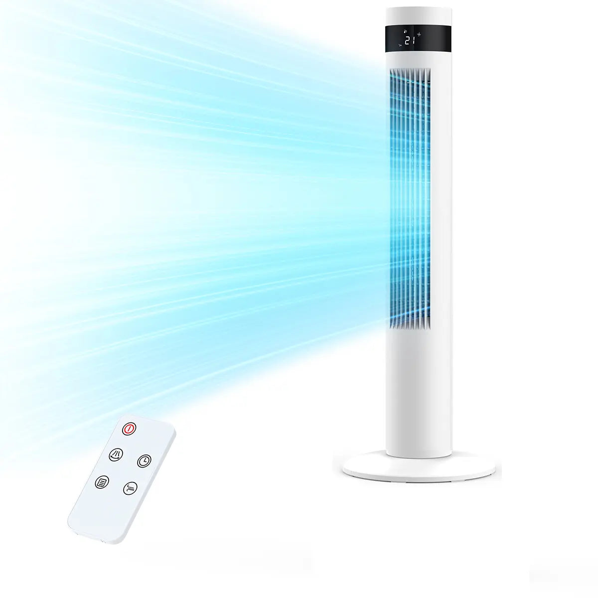 COWSAR 36" Tower Fan with Remote Control, 3 Modes, LED Display, 85° Oscillation, Portable Floor Bladeless Fan for Bedroom Living Rooms Home Office