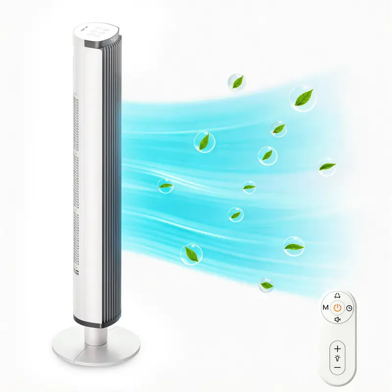 COWSAR 36" Tower Fan with Remote Control, 3 Modes, LED Display, 85° Oscillation, Portable Floor Bladeless Fan for Bedroom Living Rooms Home Office