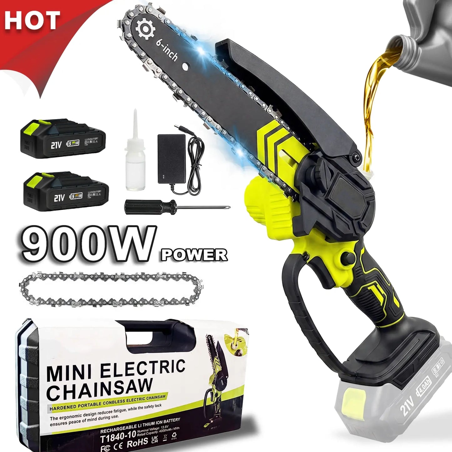 Brushless Mini Chainsaw - Cordless Electric Saw for Wood Cutting
