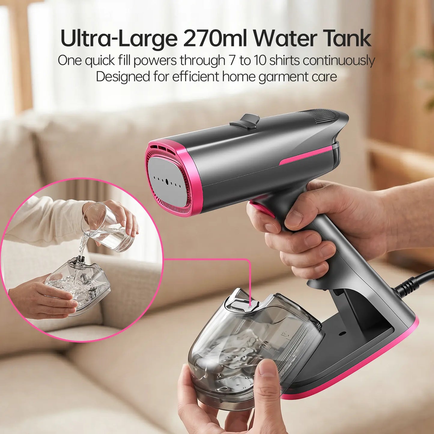 Dr.Flash Vacuum Garment Steamer 2-in-1 with 270ml Capacity