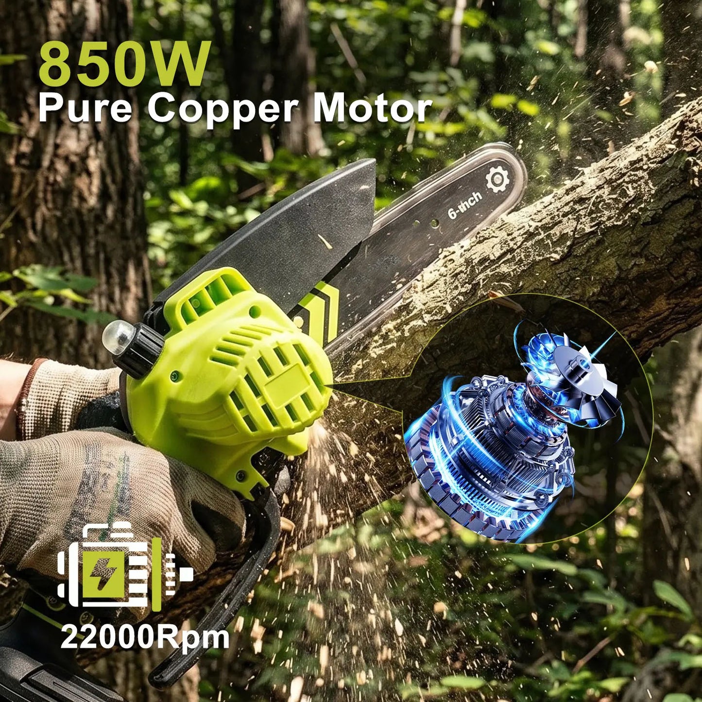 Brushless Mini Chainsaw - Cordless Electric Saw for Wood Cutting