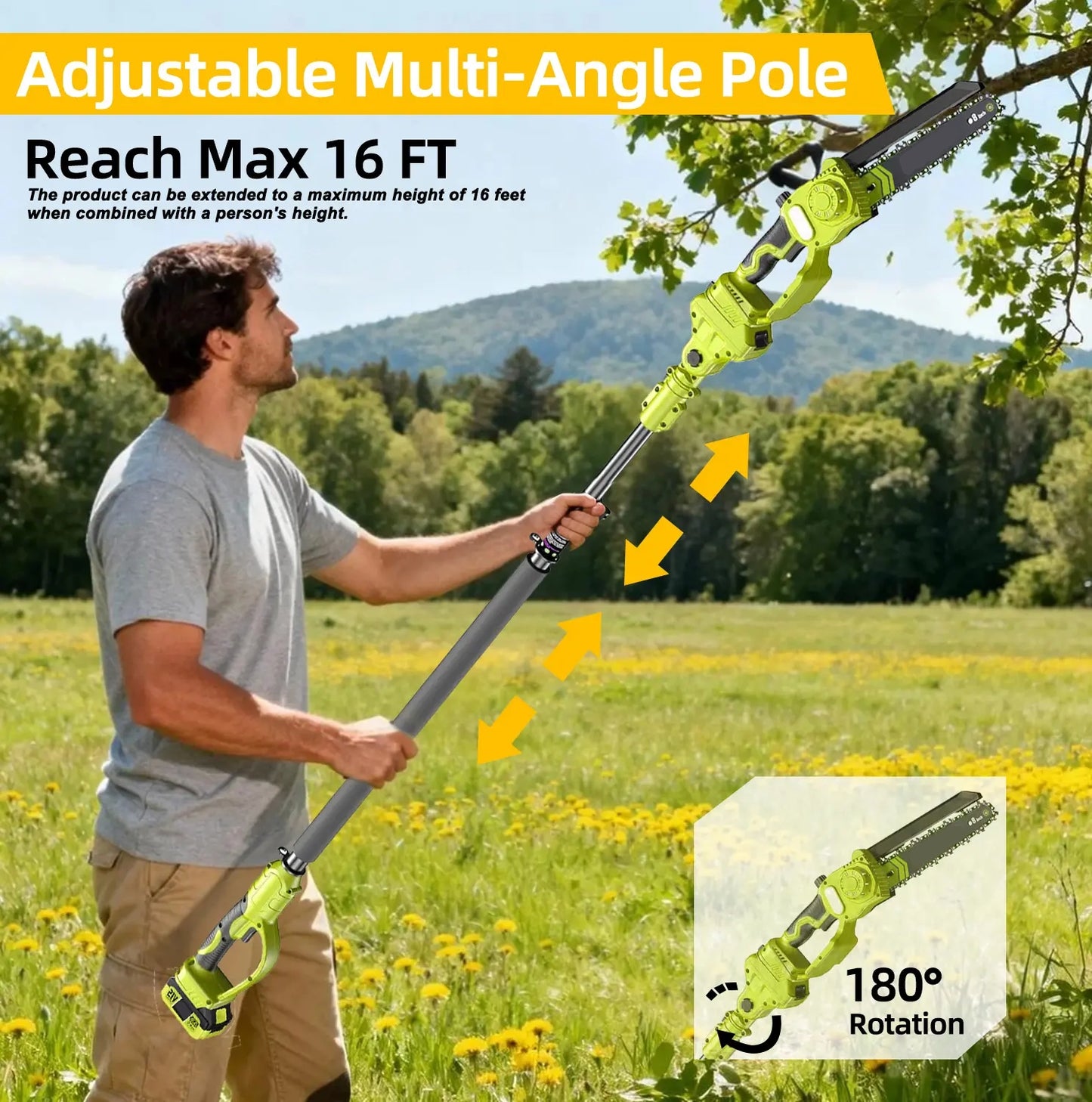 2 in 1 Mini Chainsaw with 21V Batteries & Telescopic Saw