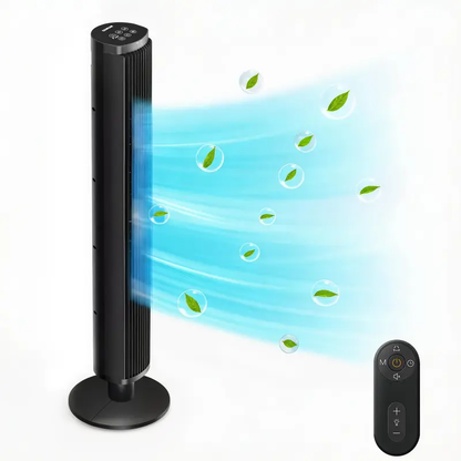 COWSAR 36" Tower Fan with Remote Control, 3 Modes, LED Display, 85° Oscillation, Portable Floor Bladeless Fan for Bedroom Living Rooms Home Office