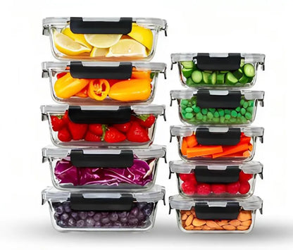 Spring Sale Glass Food Storage Containers Set 10-Pack BPA-Free & Leak-Proof Multicolor Kitchen Utensils for Meal Prep, Microwave, Oven, Freezer, Dishwasher Use Reusable Stackable Portable