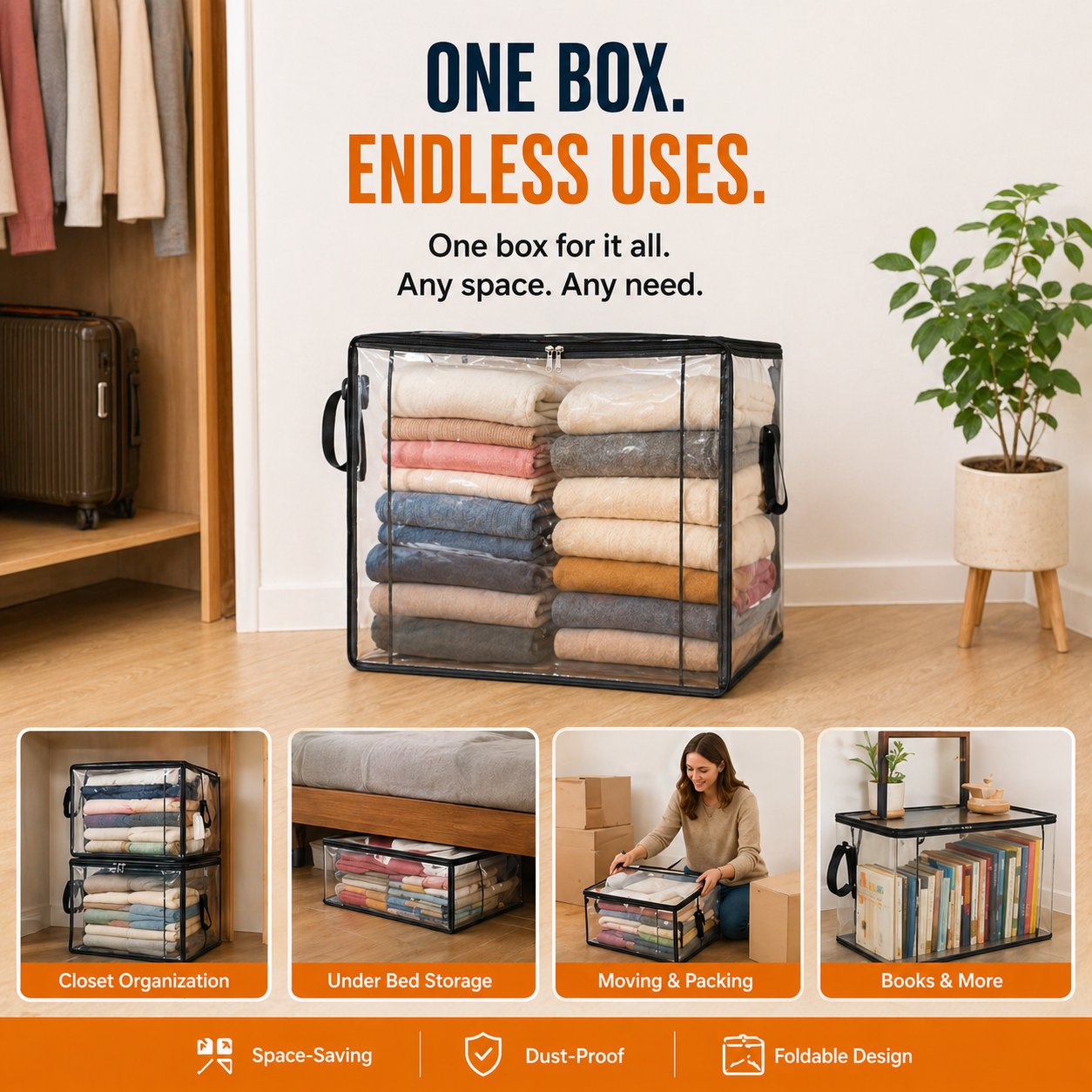 Large Clear Storage Bags for Closet Organization