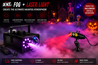 Halloween Fog Machine & Laser Swamp Light Combo Set