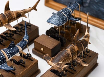 Handcrafted Wooden Ocean Animal Mechanical Model