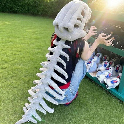 Dinosaur Skeleton Headgear Pillow, 4 Color Options Available, Unisex Cushion, Perfect for Halloween Party Cosplay and Sofa Lounging