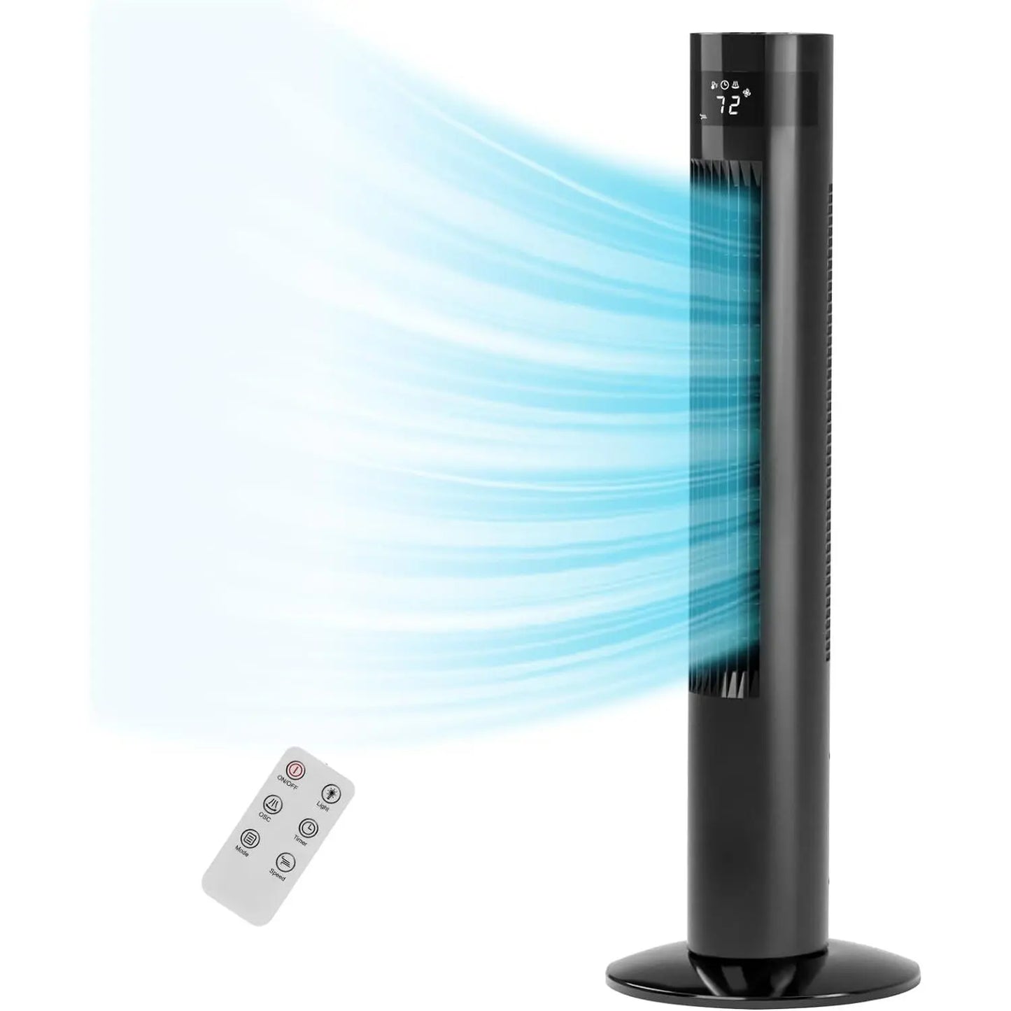 COWSAR 36" Tower Fan with Remote Control, 3 Modes, LED Display, 85° Oscillation, Portable Floor Bladeless Fan for Bedroom Living Rooms Home Office