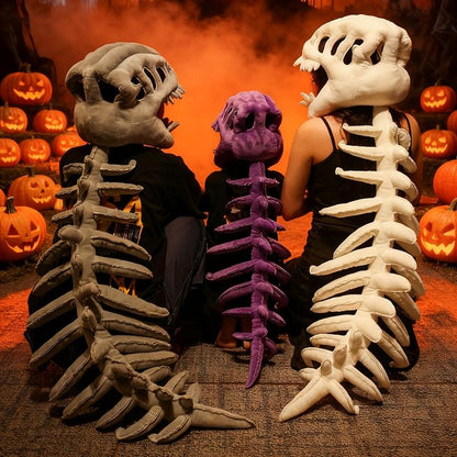 Dinosaur Skeleton Headgear Pillow, 4 Color Options Available, Unisex Cushion, Perfect for Halloween Party Cosplay and Sofa Lounging