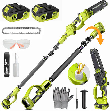 2 in 1 Mini Chainsaw with 21V Batteries & Telescopic Saw