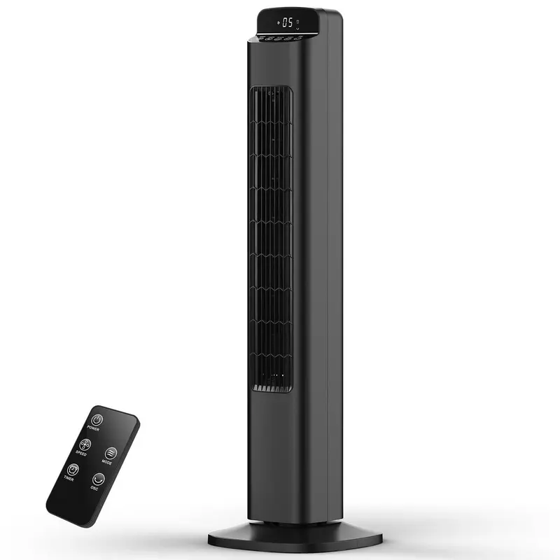 COWSAR 36" Tower Fan with Remote Control, 3 Modes, LED Display, 85° Oscillation, Portable Floor Bladeless Fan for Bedroom Living Rooms Home Office