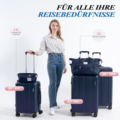 Koffer-Set (20", 24", 28") Trolley-Set 5-teilig Reiseset Rollenkoffer