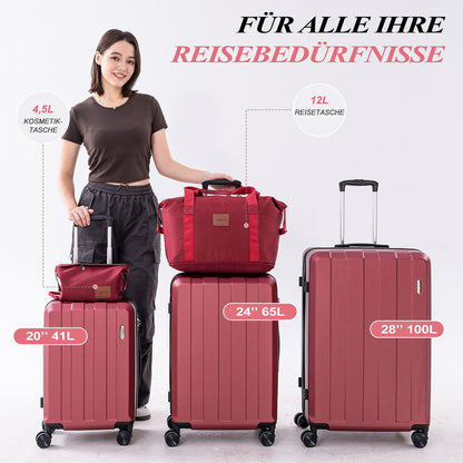 Koffer-Set (20", 24", 28") Trolley-Set 5-teilig Reiseset Rollenkoffer