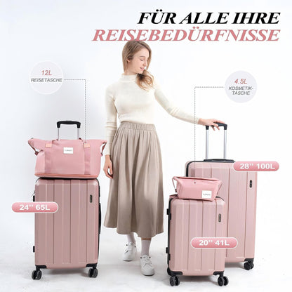 Koffer-Set (20", 24", 28") Trolley-Set 5-teilig Reiseset Rollenkoffer