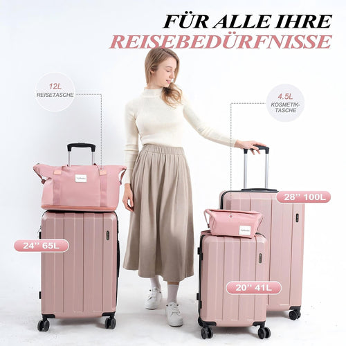 Koffer-Set (20", 24", 28") Trolley-Set 5-teilig Reiseset Rollenkoffer