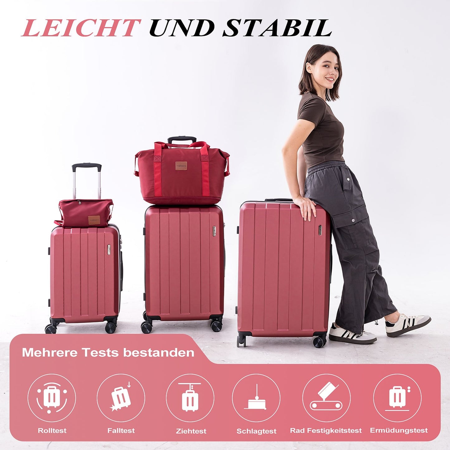 Koffer-Set (20", 24", 28") Trolley-Set 5-teilig Reiseset Rollenkoffer