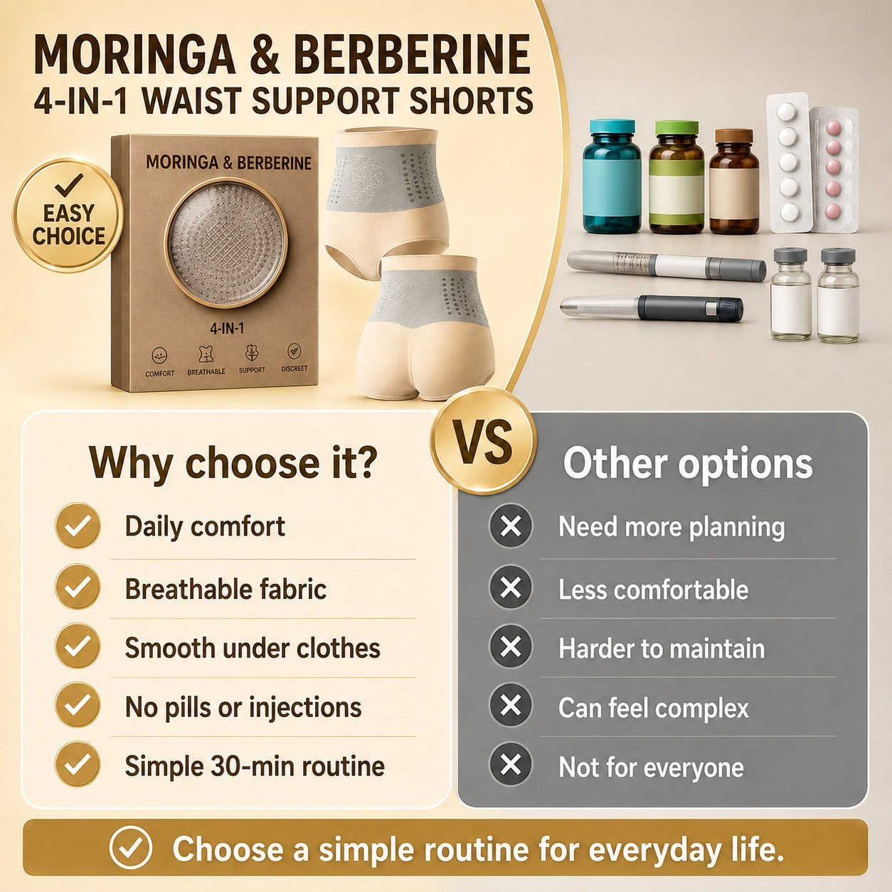 Ziptred™ 4-in-1 Moringa & Berberine Tummy Control Shaping Shorts