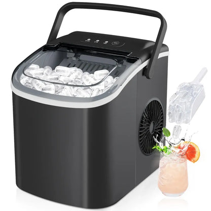 Lce Maker Countertop with Handle, 26lbs in 24Hrs, 9 Ice Cubes Ready in 6 Mins, Auto-Cleaning Portable Ice Maker with Basket and Scoop, for Home/Kitchen/Camping/RV. (2026 New Silver) Utensils