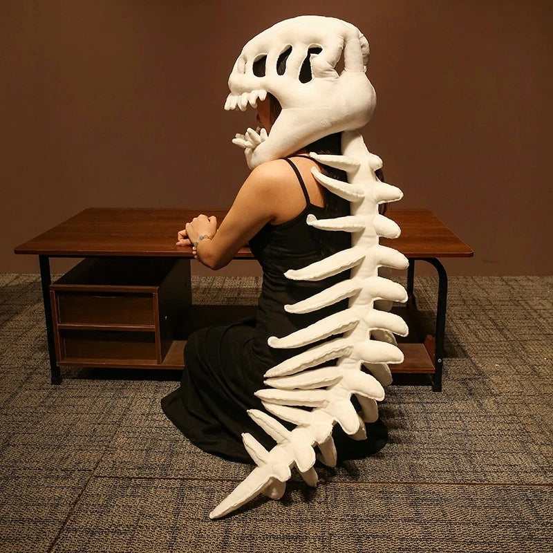 Dinosaur Skeleton Headgear Pillow, 4 Color Options Available, Unisex Cushion, Perfect for Halloween Party Cosplay and Sofa Lounging