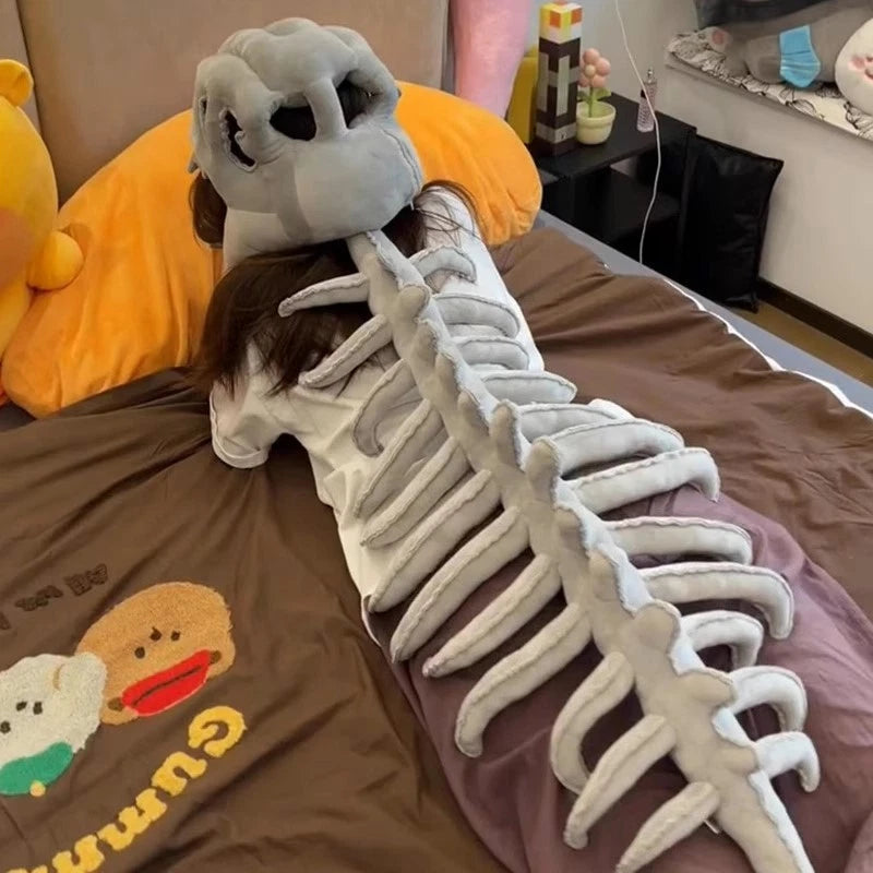 Dinosaur Skeleton Headgear Pillow, 4 Color Options Available, Unisex Cushion, Perfect for Halloween Party Cosplay and Sofa Lounging