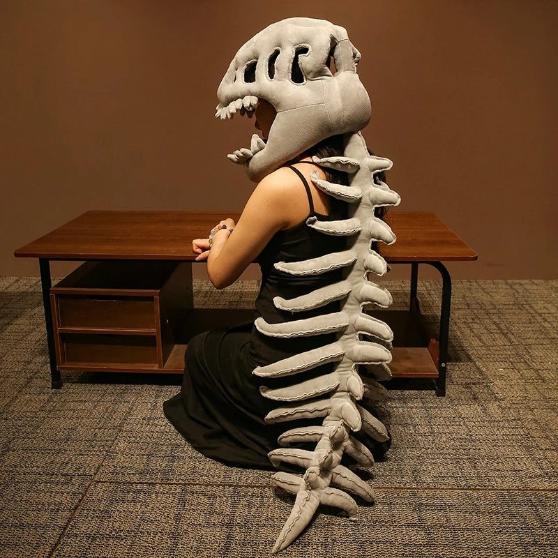 Dinosaur Skeleton Headgear Pillow, 4 Color Options Available, Unisex Cushion, Perfect for Halloween Party Cosplay and Sofa Lounging