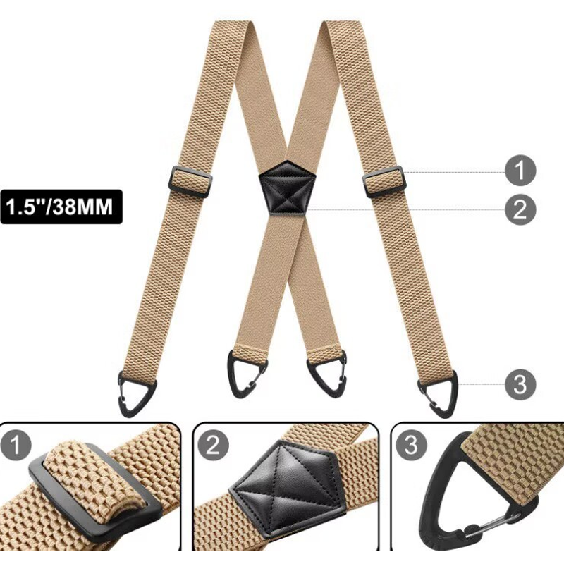 Men’s Heavy-Duty Hook Clip Suspenders – Adjustable X/Y-Back Work Suspenders