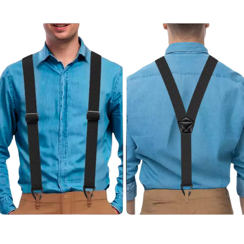 Men’s Heavy-Duty Hook Clip Suspenders – Adjustable X/Y-Back Work Suspenders