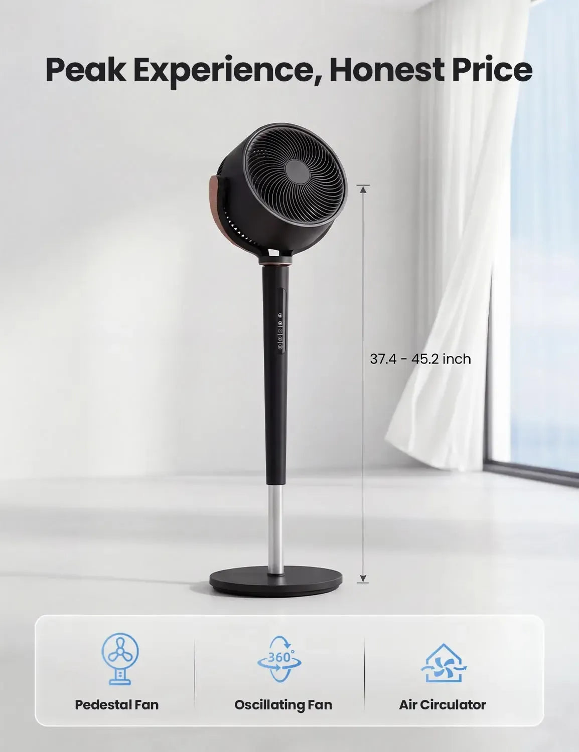 ⚡️ 72-HR CLEAROUT ⚡️ 120° Oscillating Standing Bedroom Fan ❄️
